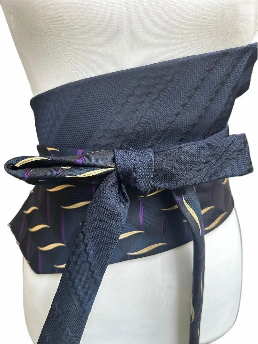 Upcycled Silk Necktie Obi Belt | Handmade Corset Style Belt | One-of-a-Kind | OS